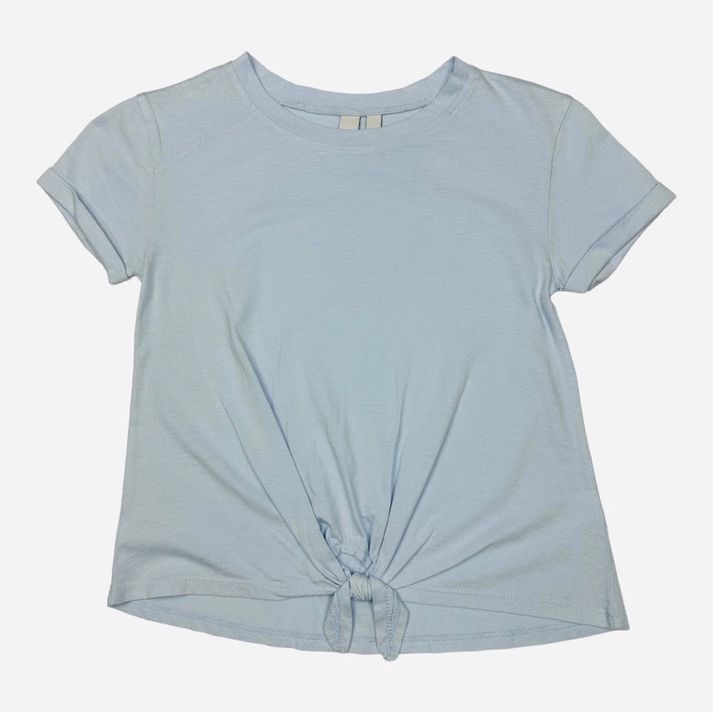 Zella Short Sleeve Front Knot Shirt Blue Size XS